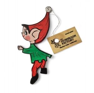 Vintage Handcrafted Wood Elf Ornament
